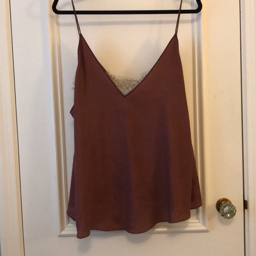 Free People Dusty Rose Pink Tank Top with Lace
